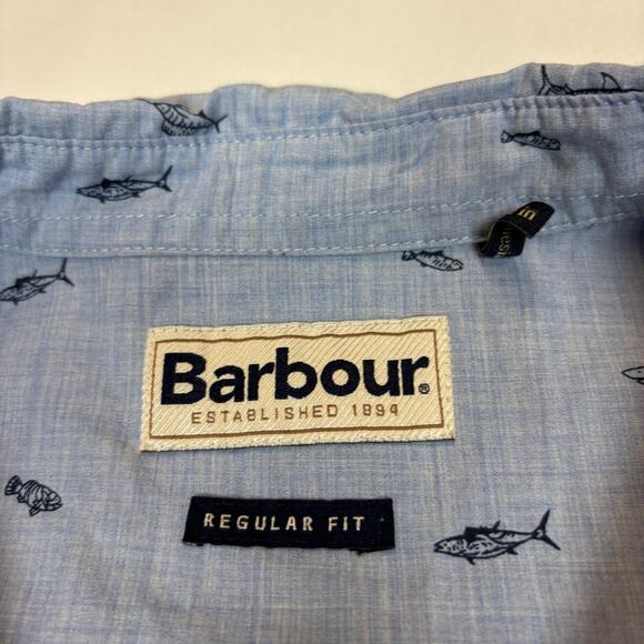 Barbour Summer Print Short Sleeve Button Up Shirt Men's Large - Picture 4 of 10